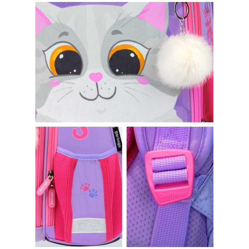 Ранец Berlingo Expert «Cute cat» 37×28×16см, 2 отделения, 2 кармана, анатомическая спинка