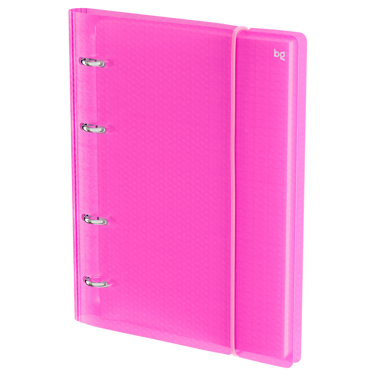 превью Тетрадь на кольцах А5, 120л., BG «Neon», пластиковая обложка, розовый, с резинкой