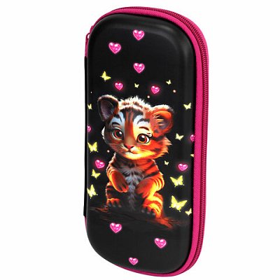 Пенал ЮНЛАНДИЯ, 1 отделение, 1 откидная планка, карман, EVA покрытие soft-touch, 22×10х5 см, «Tiger cub»