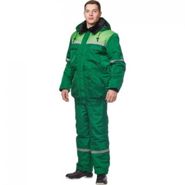 Костюм рабочий зимний мужской з20-КПК с СОП светло-зеленый/зеленый (размер 60-62, рост 170-176)