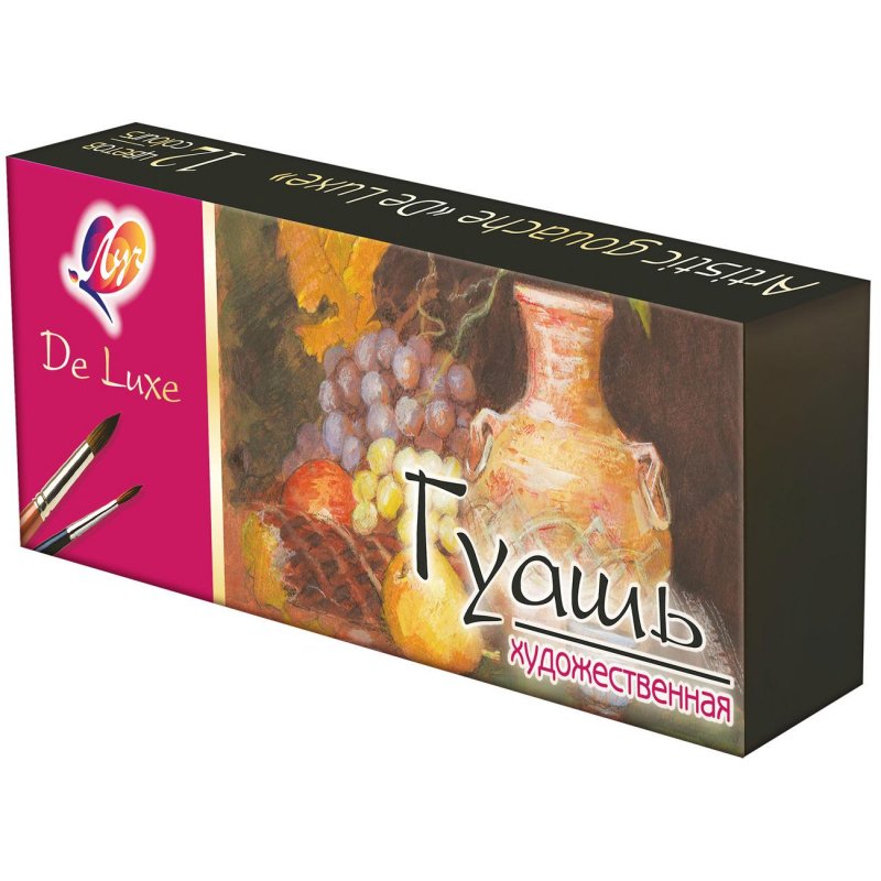 Гуашь художественная ЛУЧ «Люкс», 12 цветов по 20 мл, на гуммиарабике