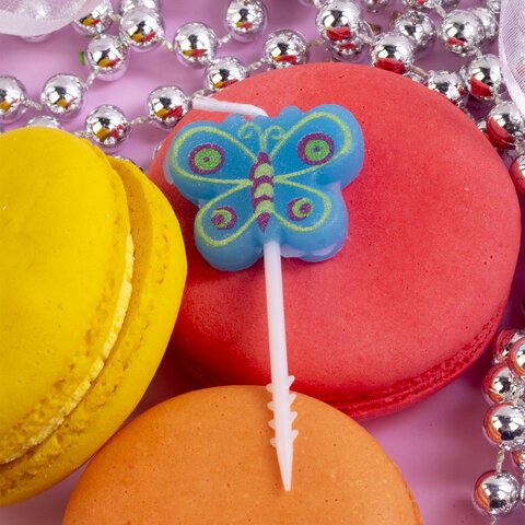 Свечи фигурные для торта на шпажках «Совы и бабочки», 5 шт., 2.5×3/2.5×2.5 см, ЗОЛОТАЯ СКАЗКА