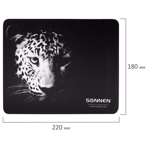 Коврик для мыши SONNEN «LEOPARD», резина + ткань, 220×180х3 мм