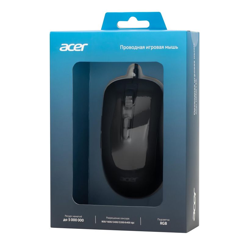 Мышь компьютерная Acer OMW135 черный (800-6400dpi) USB (7кн) (ZL. MCEEE.019)