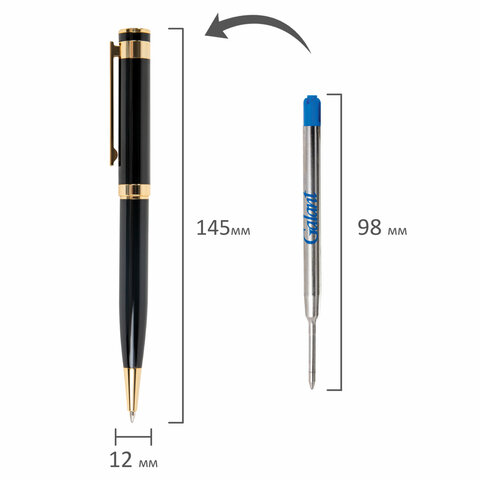 Ручка подарочная шариковая GALANT «Bernini», корпус черный, детали золото, узел 0.7 мм, линия письма 0.5 мм, синяя