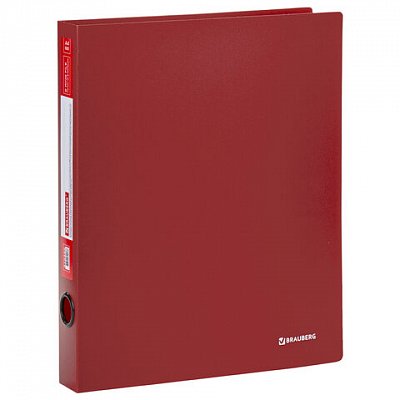Папка на 2 кольцах BRAUBERG «Стандарт», 40 мм, красная, до 300 листов, 0.9 мм