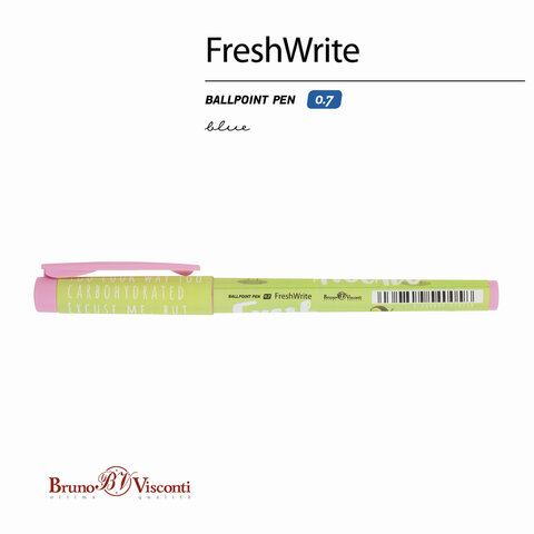 Ручка шариковая BRUNO VISCONTI FreshWrite, СИНЯЯ, «Авокадо. Пончик», линия письма 0.5 мм