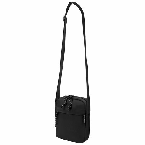 Сумка на плечо HEIKKI COMPACT (ХЕЙКИ), два кармана, черная, 19×14х5 см