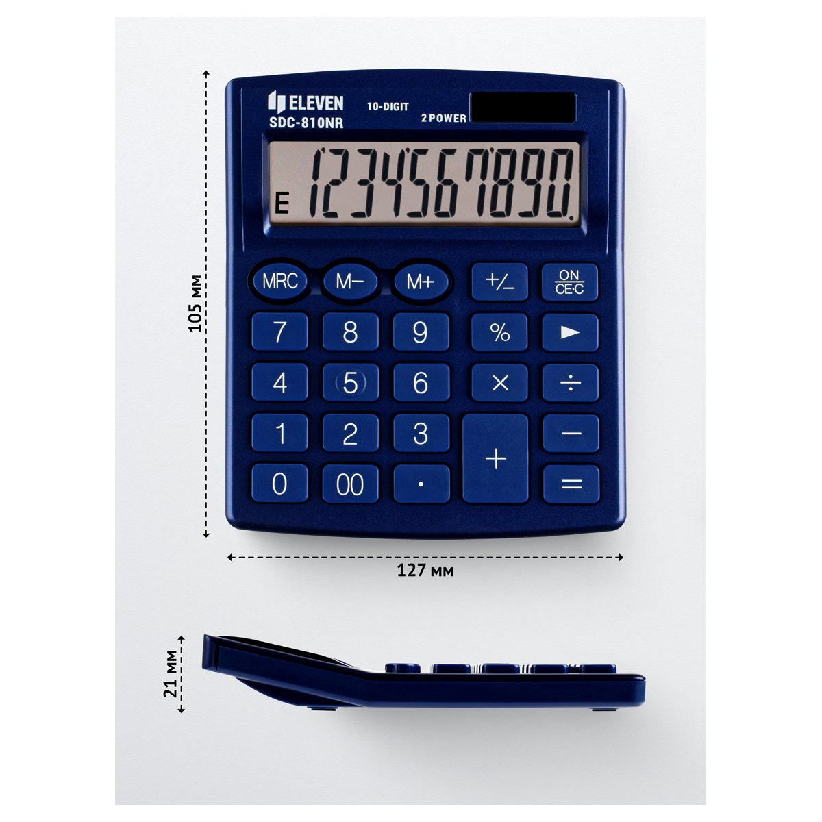 Калькулятор настольный Eleven SDC-810NR-NV, 10 разрядов, двойное питание, 127×105×21мм, темно-синий