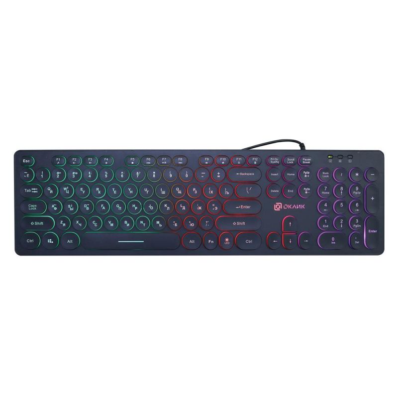 Клавиатура Oklick 420MRL черный USB slim Multimedia LED (1091226)