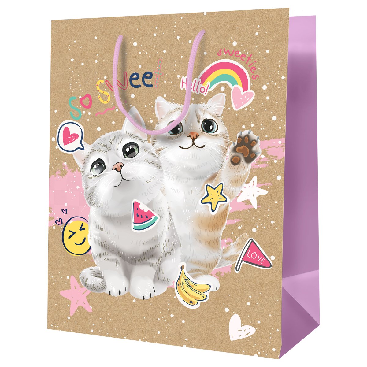 превью Пакет подарочный 26×32×12см MESHU «Милые котята», крафт