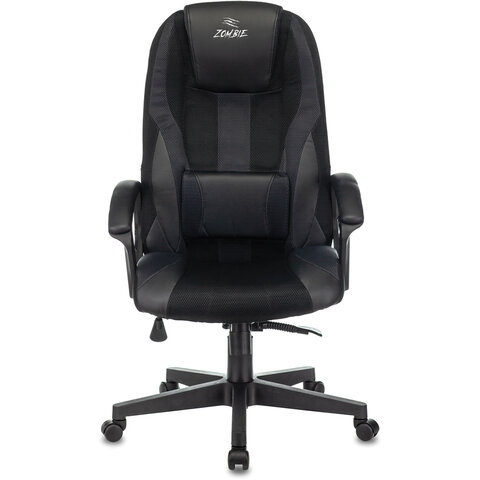 Кресло компьютерное VIKING-9/BLACK, подушка, экокожа/ткань, черное