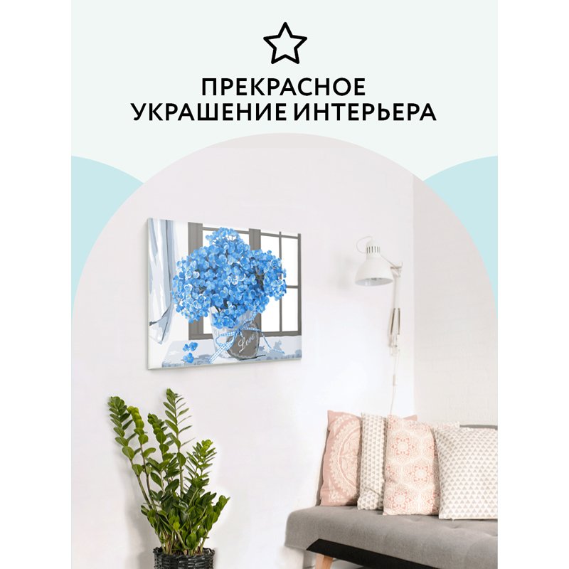 Картина по номерам на картоне ТРИ СОВЫ «Гортензия», 30×40, с акриловыми красками и кистями