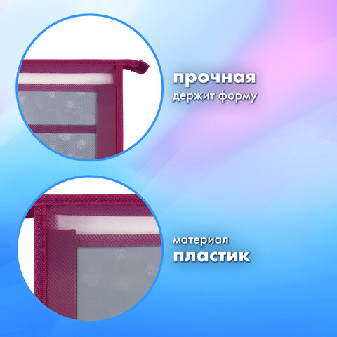 Папка для труда на молнии BRAUBERG А4, 2 отделения, органайзер, «Cat patches»