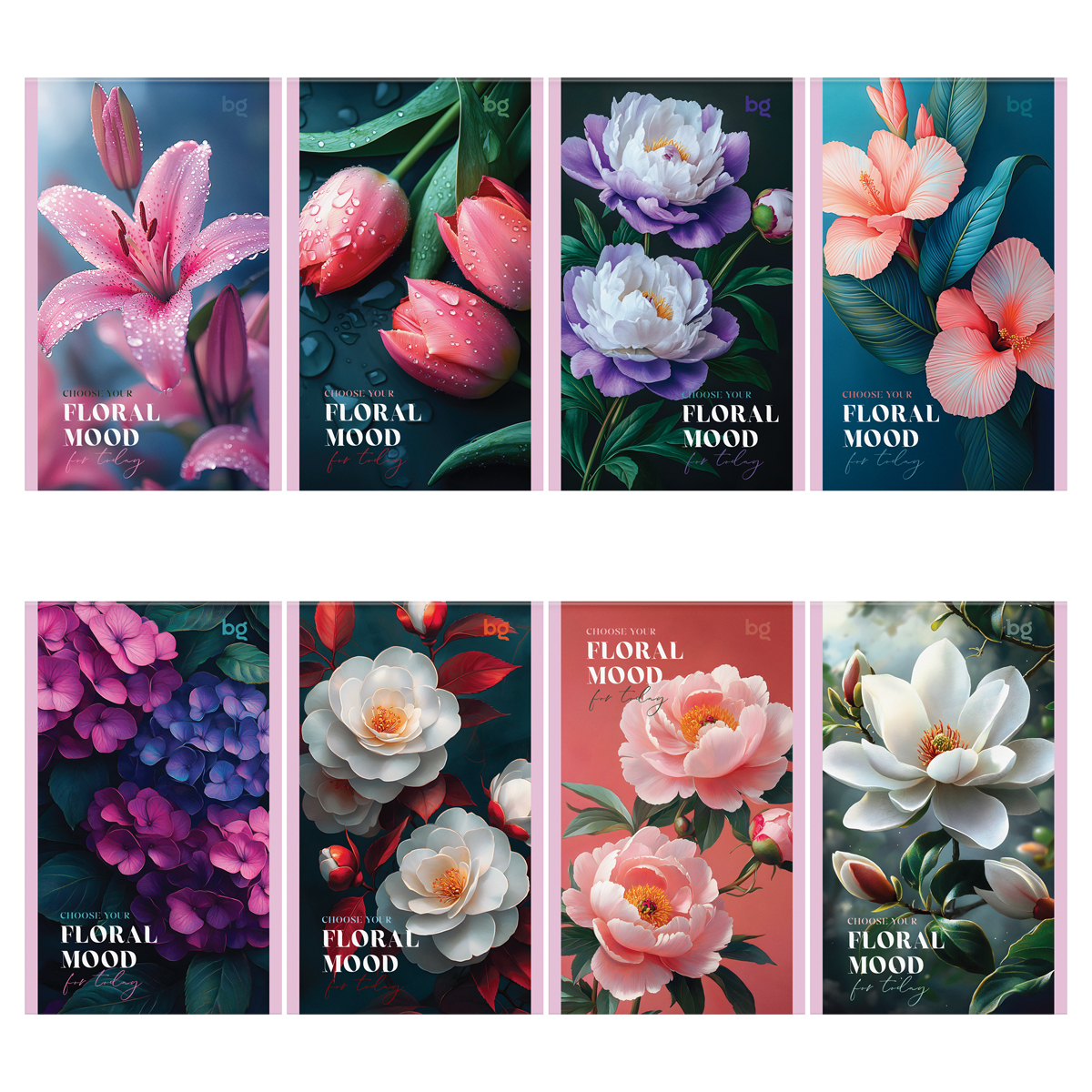 превью Блокнот А6 32л., на скрепке BG «Floral mood», блестки