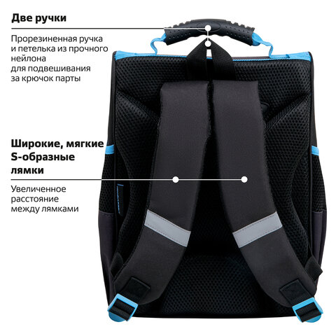 Ранец ПИФАГОР BASIC, 1 отделение, 3 кармана, эргономичная спинка, «Angry shark», 35×28х18 см
