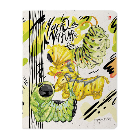 Тетрадь А5 48 л. АЛЬТ скоба, клетка, матовая ламинация, «MACRO NATURE» (5 видов)