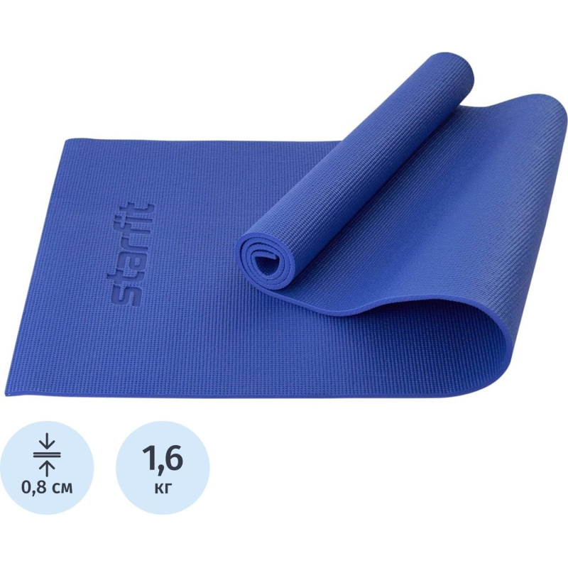 превью Коврик для йоги STARFIT FM-101 PVC, 0.8 см, 183×61см, темно-син, ЦБ-00001561