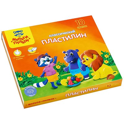 Пластилин Мульти-Пульти «Приключения Енота», 10 цветов, 200г, со стеком, картон