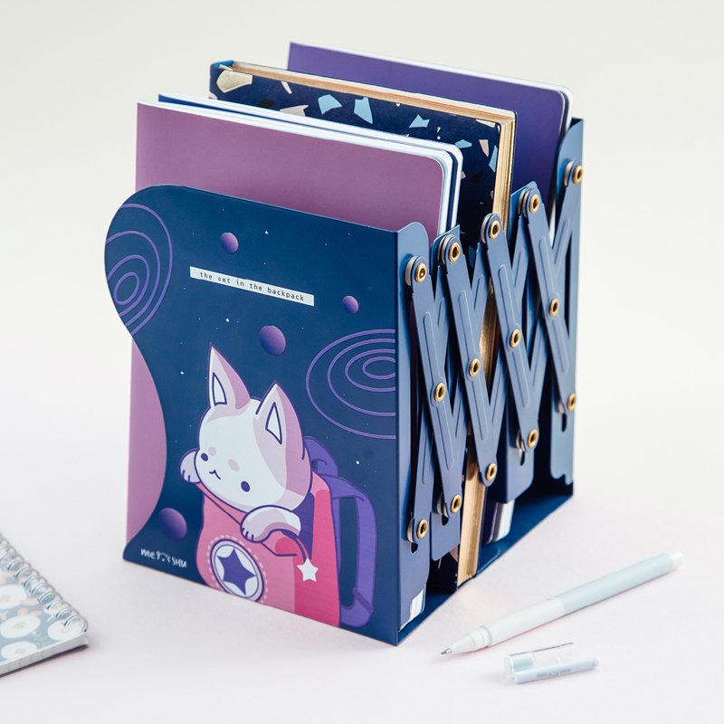превью Подставка для книг MESHU «Space Cat», 3 отделения, раздвижная