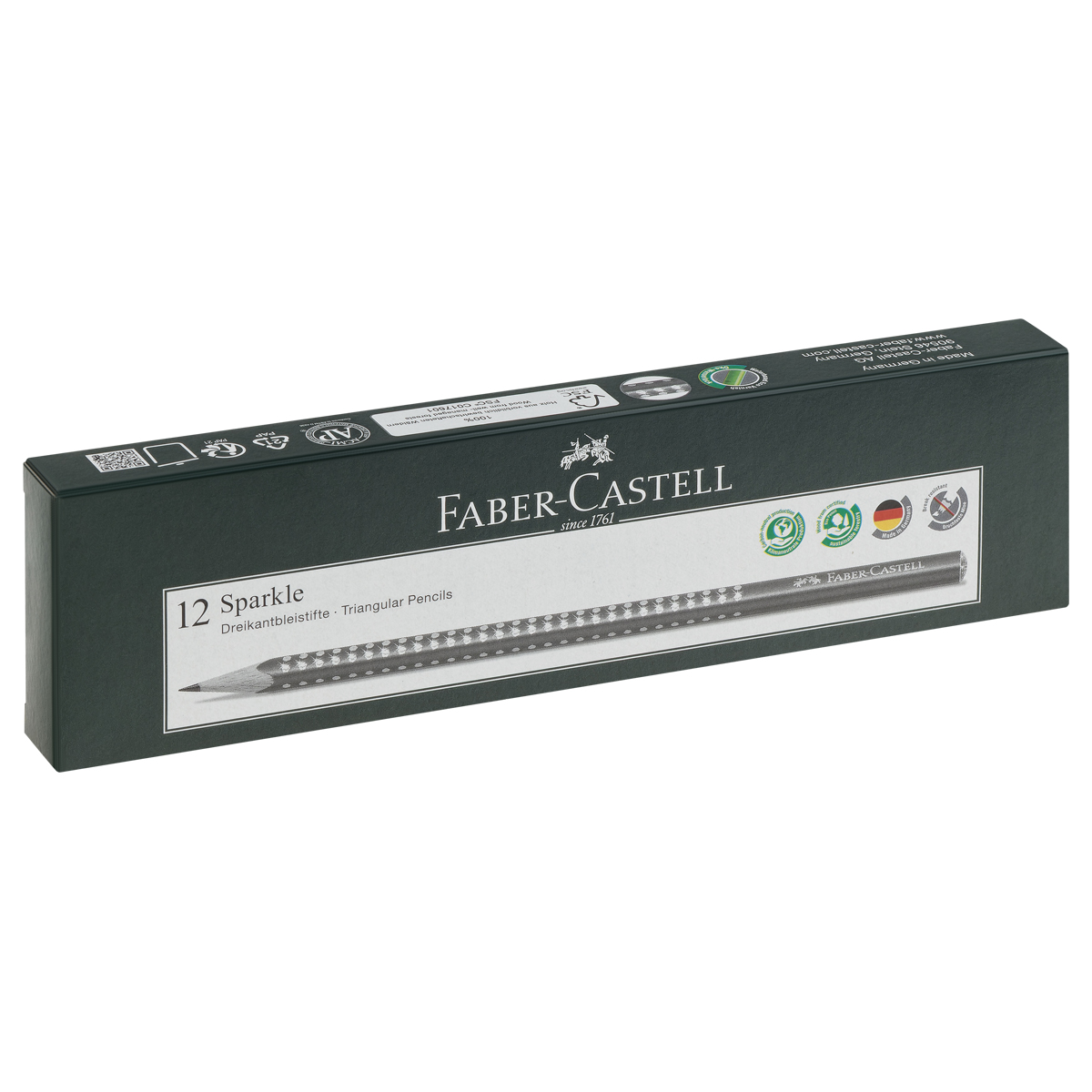 превью Карандаш ч/г Faber-Castell «Sparkle» В, трехгранный, заточен., розовый металлик