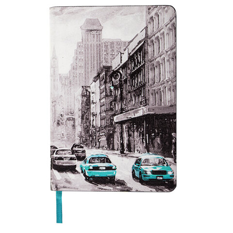 Блокнот А5 (143×210 мм), BRAUBERG VISTA «Old New York», под кожу, гибкий, 80 л. 