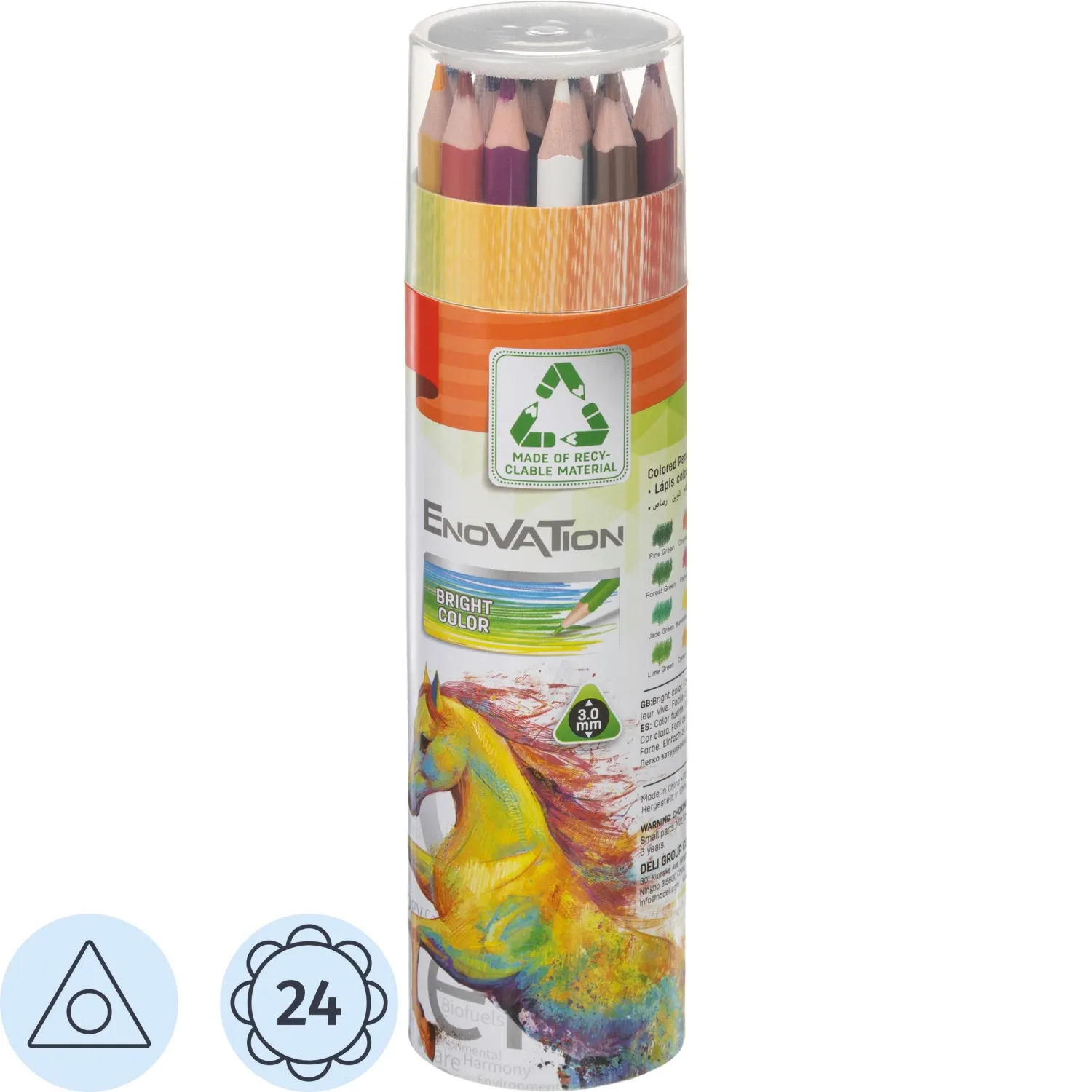 превью Карандаши цветные Deli Enovation 24 карандаша 24 цвета трёхгранные (EC112-24)