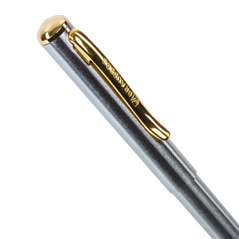 Ручка подарочная шариковая BRAUBERG Maestro, СИНЯЯ, корпус серебристый с золотистым, линия письма 0.5 мм