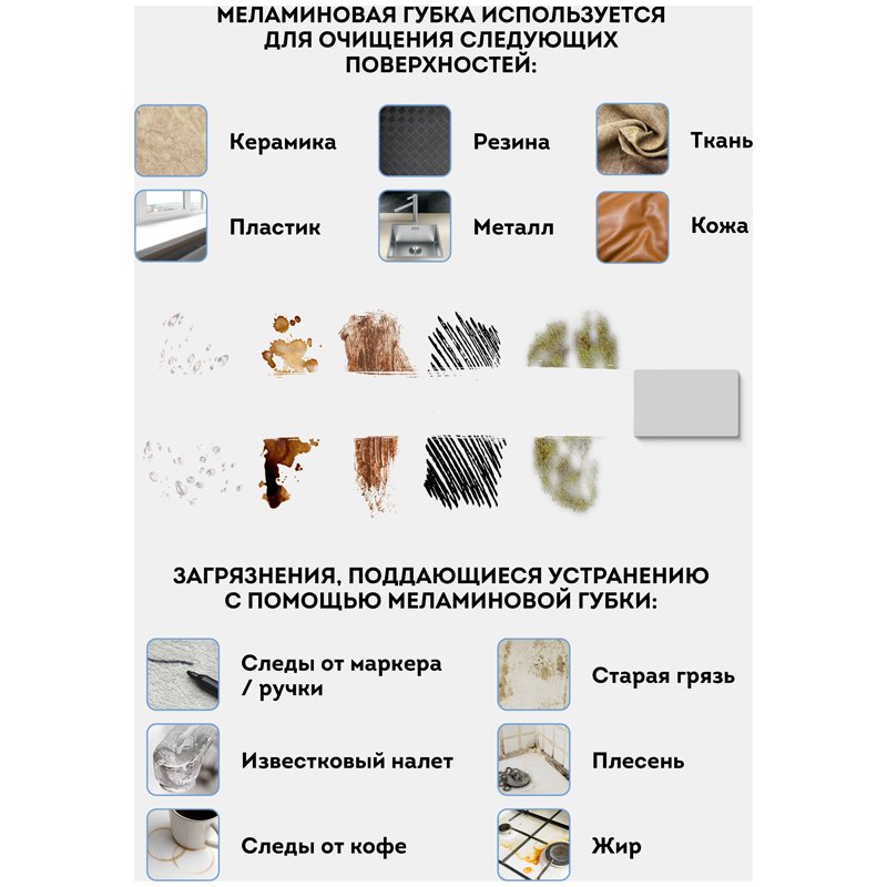 Губка-ластик OfficeClean, меламиновая, для деликатной очистки, 10×6×3см, 3шт. 