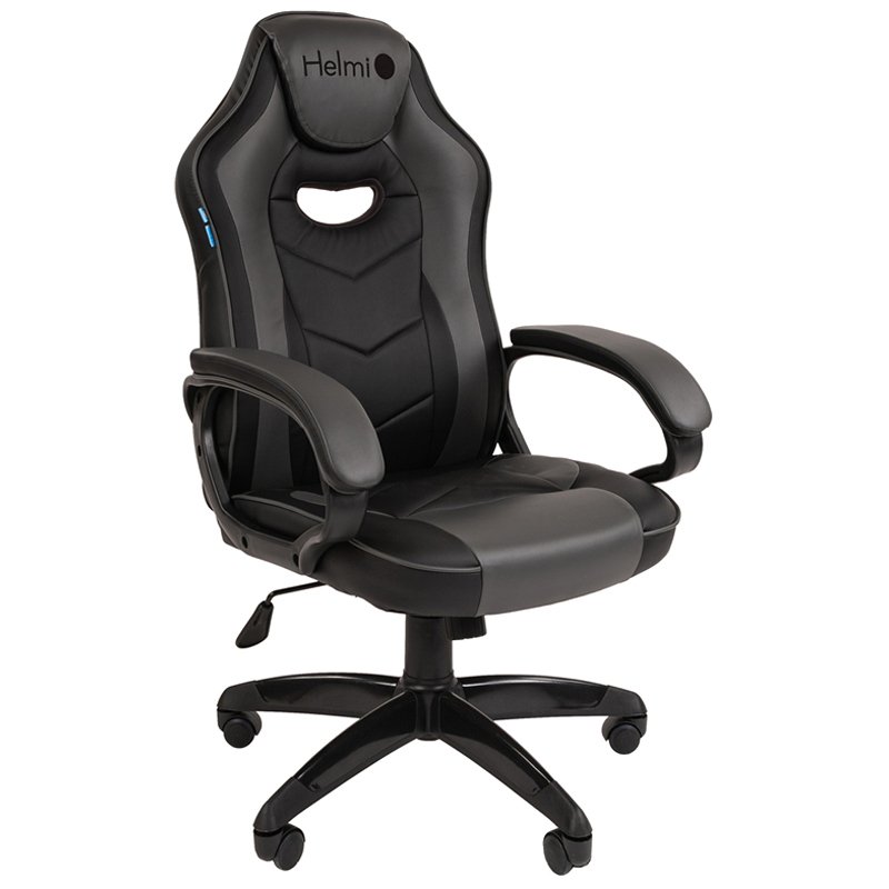 превью Кресло игровое Helmi HL-S15, экокожа, черная/серая, механизм качания