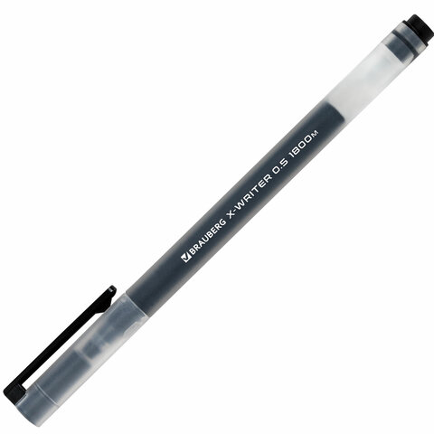Ручки гелевые BRAUBERG X-WRITER 1800, УВЕЛИЧЕННАЯ ДЛИНА ПИСЬМА 1 800 м, ЧЕРНЫЕ, КОМПЛЕКТ 10 ШТУК, стандартный узел 0.5 мм