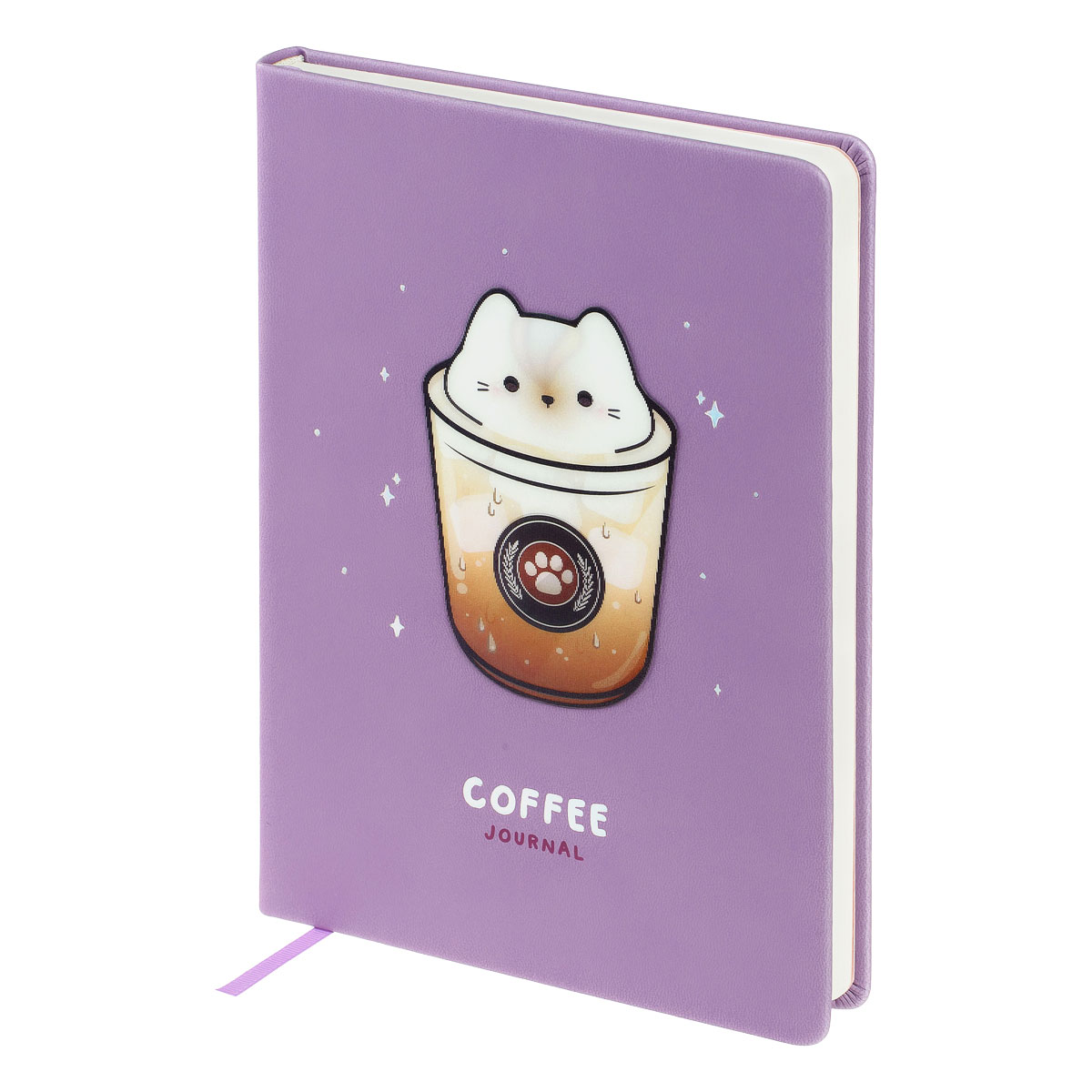 Ежедневник недатированный A5, 136л., кожзам, MESHU «Magic. Catffee house», тон. блок, аппликация с анимированным изображением, закладка-ляссе