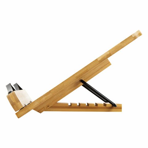 Подставка для книг и планшетов большая бамбуковая BRAUBERG, 34×24 см, регулируемый угол