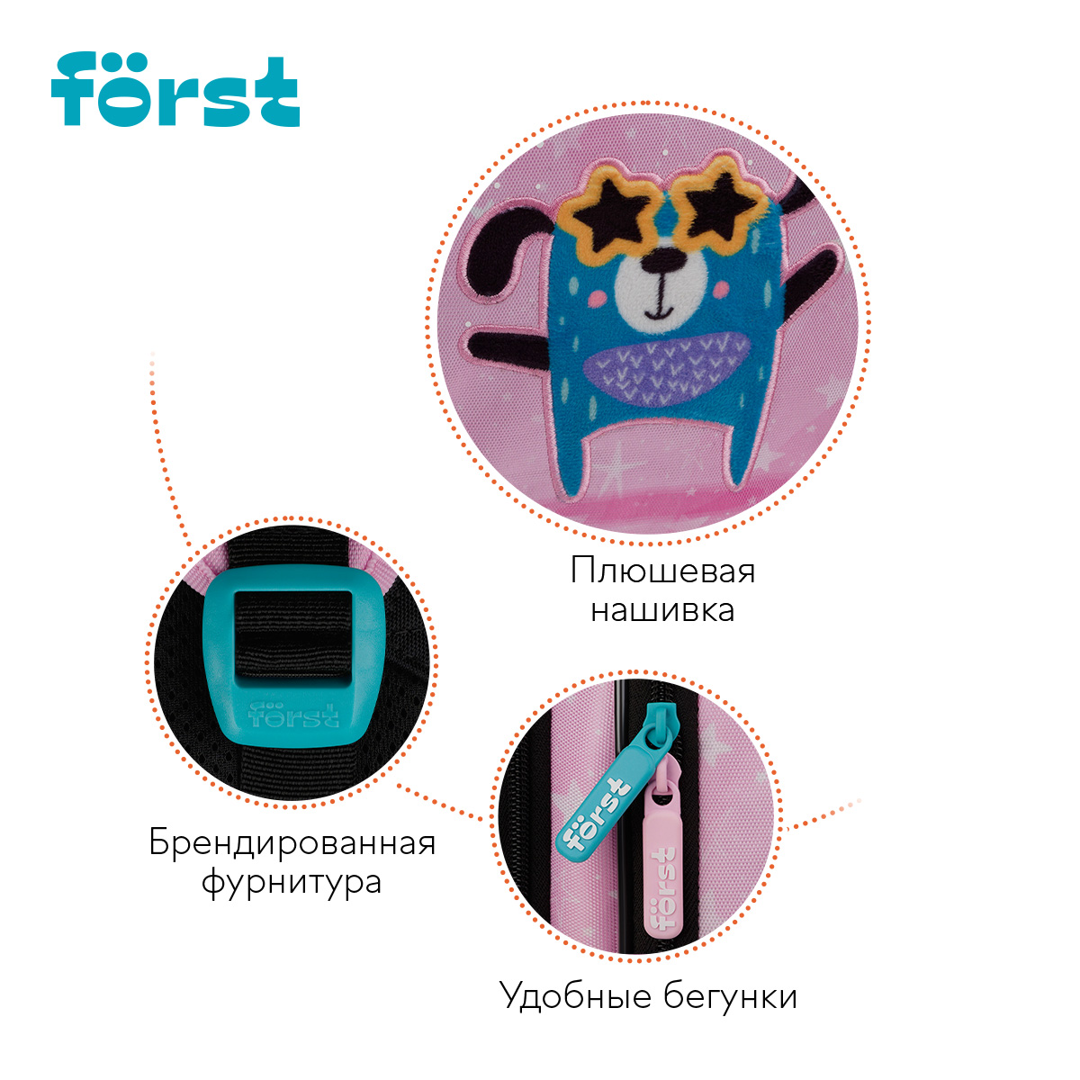 Рюкзак Först F-Cloud «FUN» 37×28.5×16.5см, 3 отделения, 3 кармана, анатомическая спинка