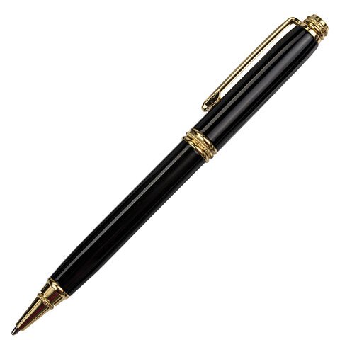 Ручка подарочная шариковая GALANT «Black», корпус черный, золотистые детали, пишущий узел 0.7 мм, синяя