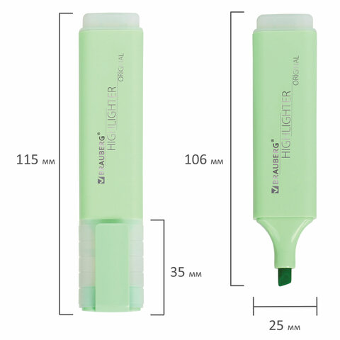 Текстовыделитель BRAUBERG «ORIGINAL PASTEL», МЯТА, линия 1-5 мм