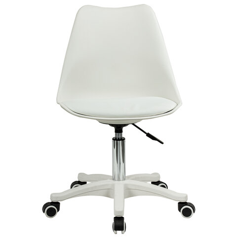 Кресло стул BRABIX «Eames MG-310 PL», пластик белый, экокожа белая