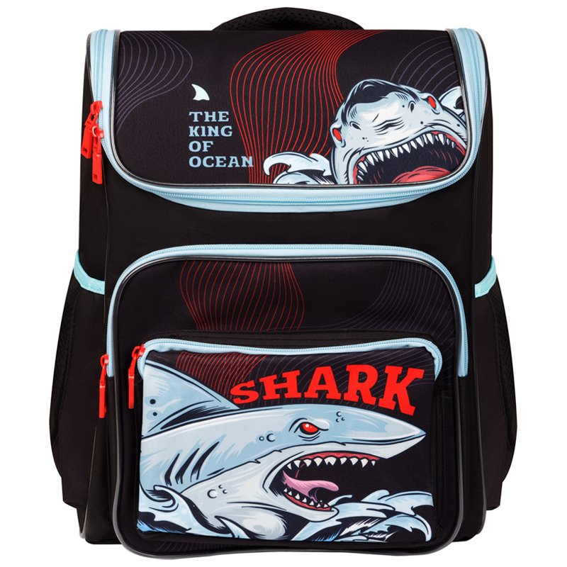 Ранец ArtSpace облегченный Happy School «Shark» 39×28×18см, 1 отделение, 4 кармана, анатомическая спинка