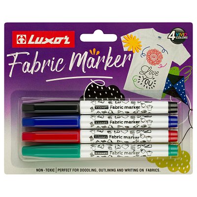 Набор маркеров для ткани Luxor «Fabric», пулевидный, 1-2мм, 4цв., блистер