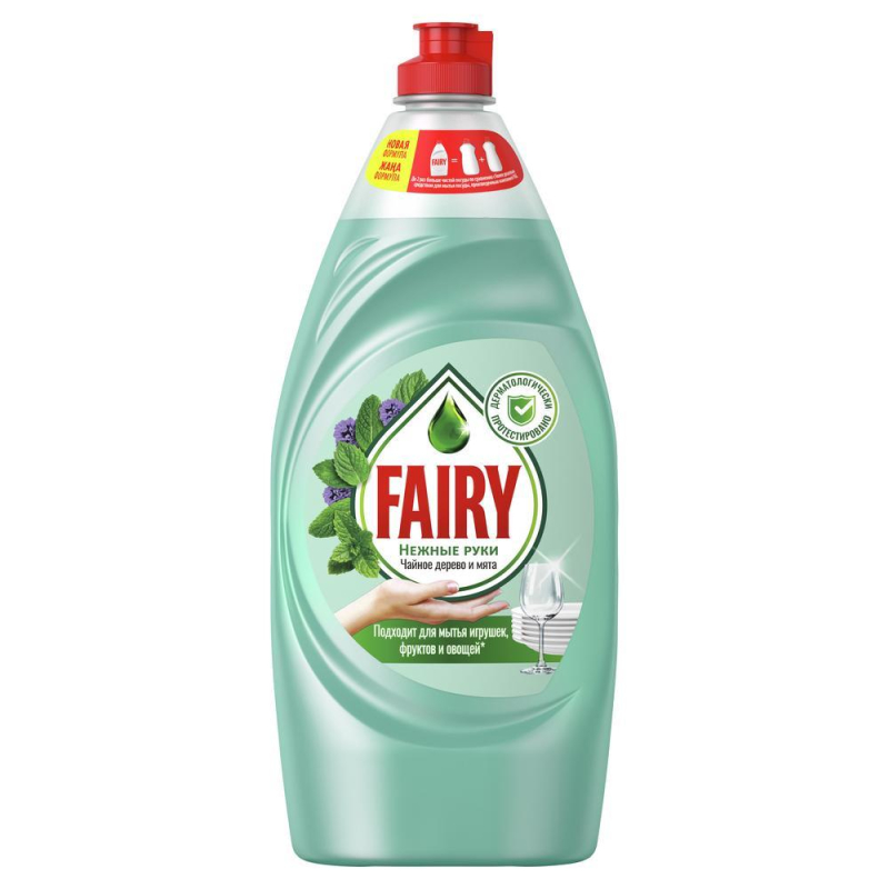 Средство для мытья посуды, 900 мл, FAIRY (Фейри) Нежные руки «Чайное дерево и мята»