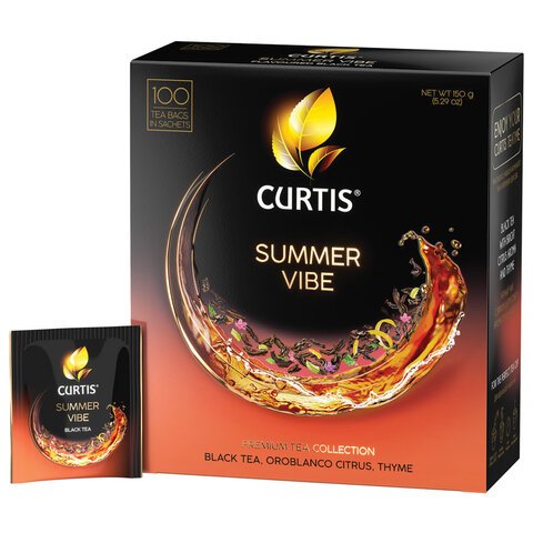 превью Чай CURTIS «Summer Vibe», черный с мятой и ароматом цитрусовых, 100 пакетиков в конвертах по 1.7 г