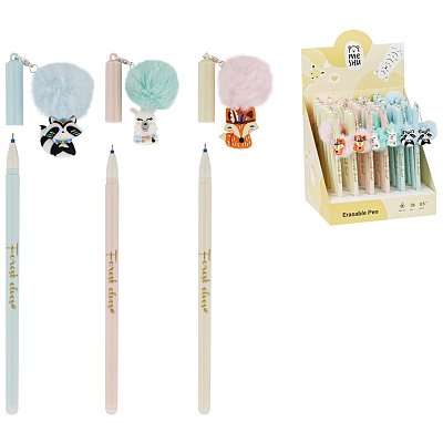 Ручка гелевая стираемая MESHU «Fluffy Friends» синяя, 0.5мм, корпус ассорти