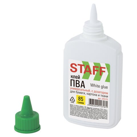 Клей ПВА STAFF, эконом, 85 г, с дозатором