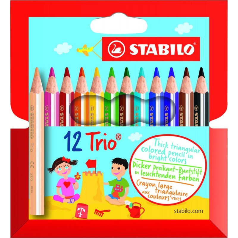 превью Карандаши цветные Stabilo Trio Jumbo 12 цветов трехгранные (205/12-01)