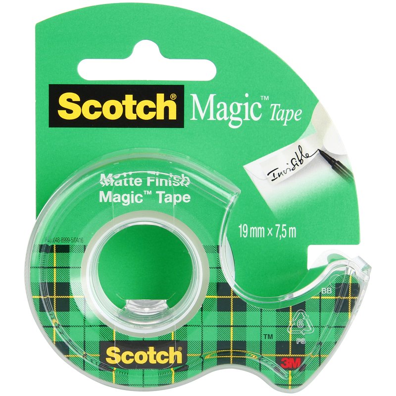 Клейкая лента канцелярская Scotch Magic прозрачная 7.5 мм х19 м
