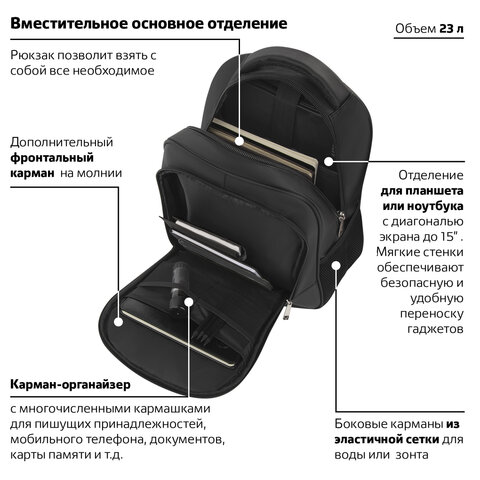 Рюкзак BRAUBERG URBAN универсальныйс отделением для ноутбуканагрудный ремешокImpulse46×16х32 см229875