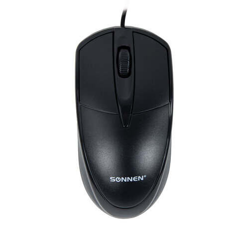 Мышь проводная SONNEN B61, USB, 1000 dpi, 2 кнопки + колесо-кнопка, оптическая, черная
