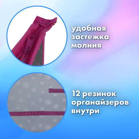 Папка для труда на молнии BRAUBERG А4, 2 отделения, органайзер, «Cat patches»