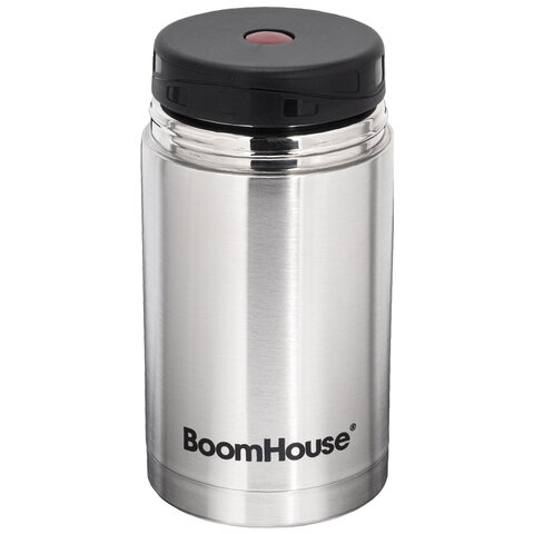 Термос 0.8 л для еды/напитков с широким горлом, BOOMHOUSE (БУМХАУС) WIDE, нержавеющая сталь SUS304, серебристый