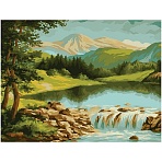 Картина по номерам на холсте ТРИ СОВЫ «Горная река», 40×50, с акриловыми красками и кистями